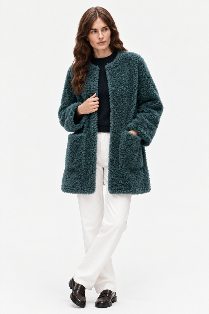 Shearling-Style Coat – Open Front & Easy Layering