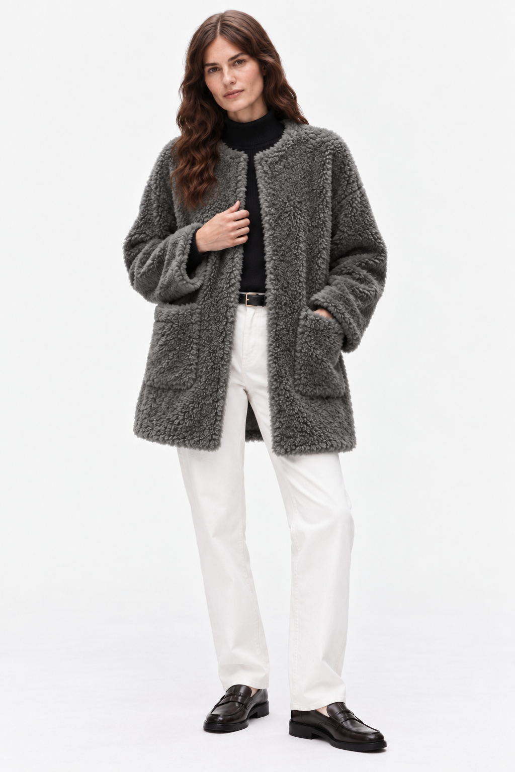 Shearling-Style Coat – Open Front & Easy Layering