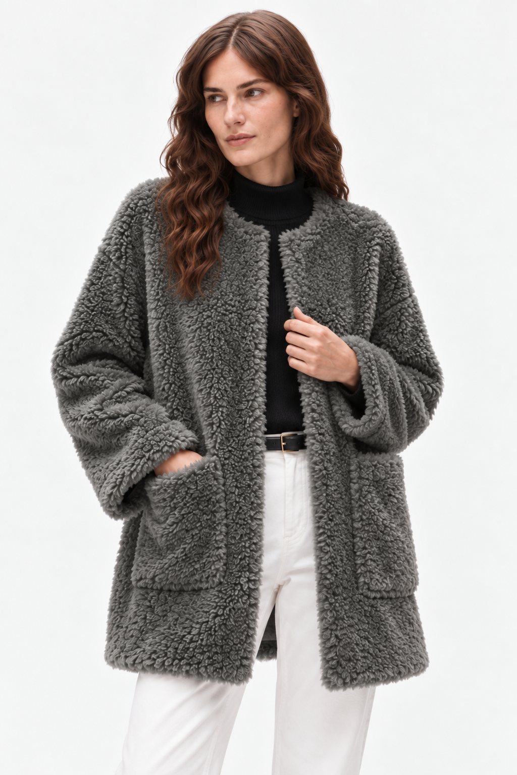 Shearling-Style Coat – Open Front & Easy Layering
