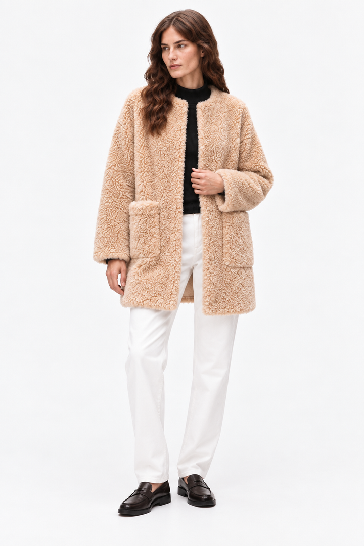 Shearling-Style Coat – Open Front & Easy Layering