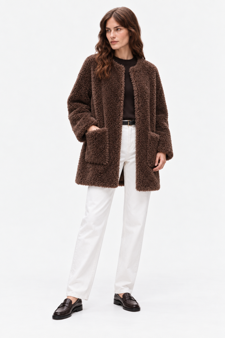 Shearling-Style Coat – Open Front & Easy Layering