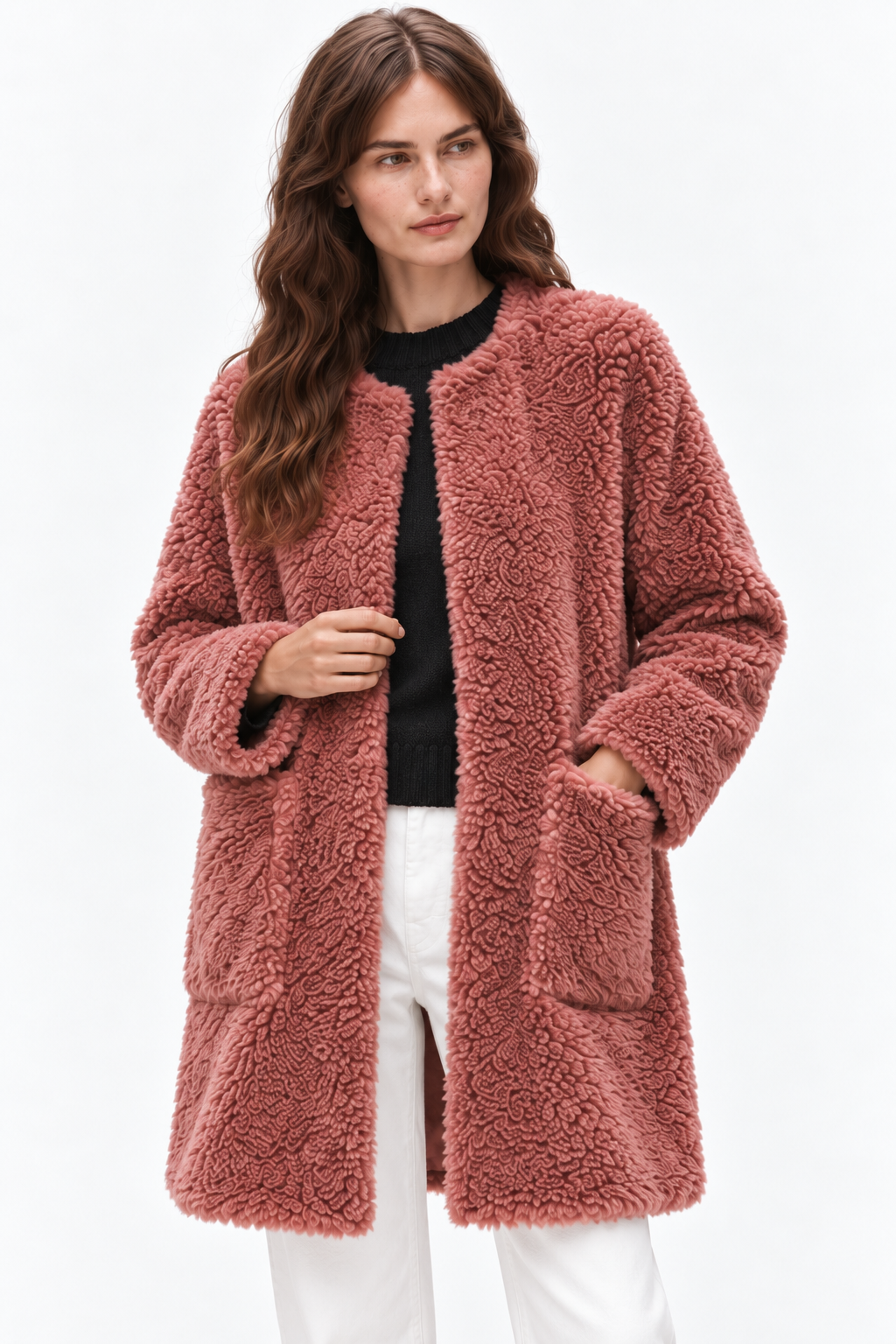 Shearling-Style Coat – Open Front & Easy Layering