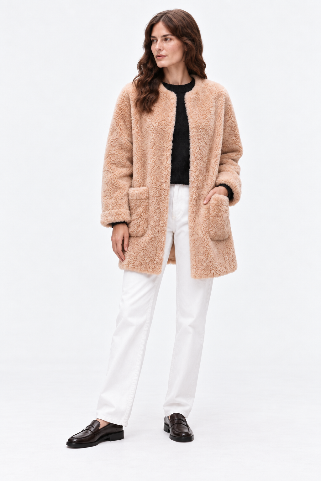 Shearling-Style Coat – Open Front & Easy Layering