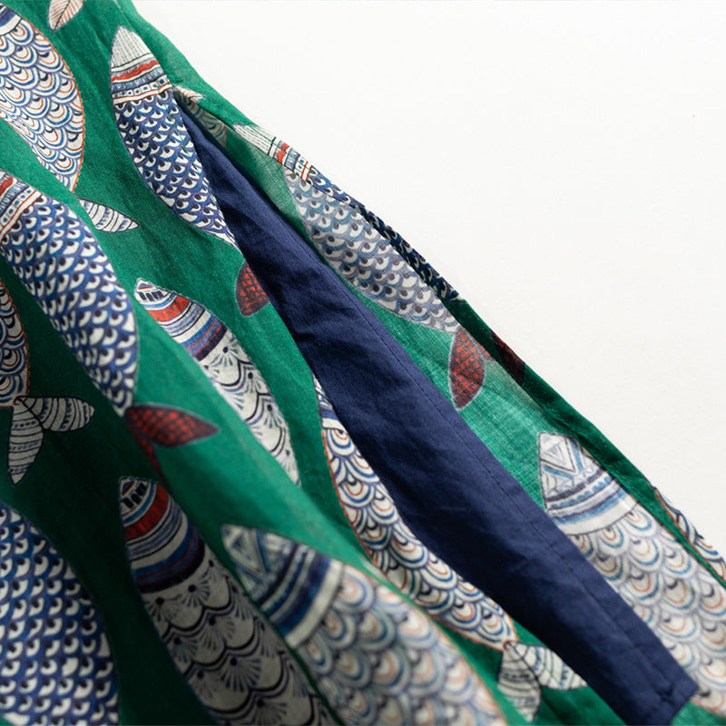 Sleeveless Fish Print Maxi Dress