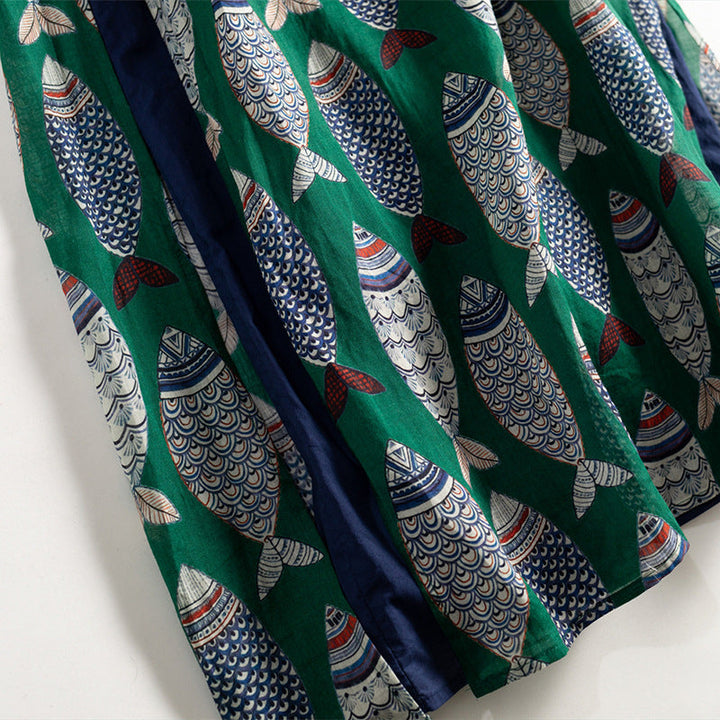 Sleeveless Fish Print Maxi Dress