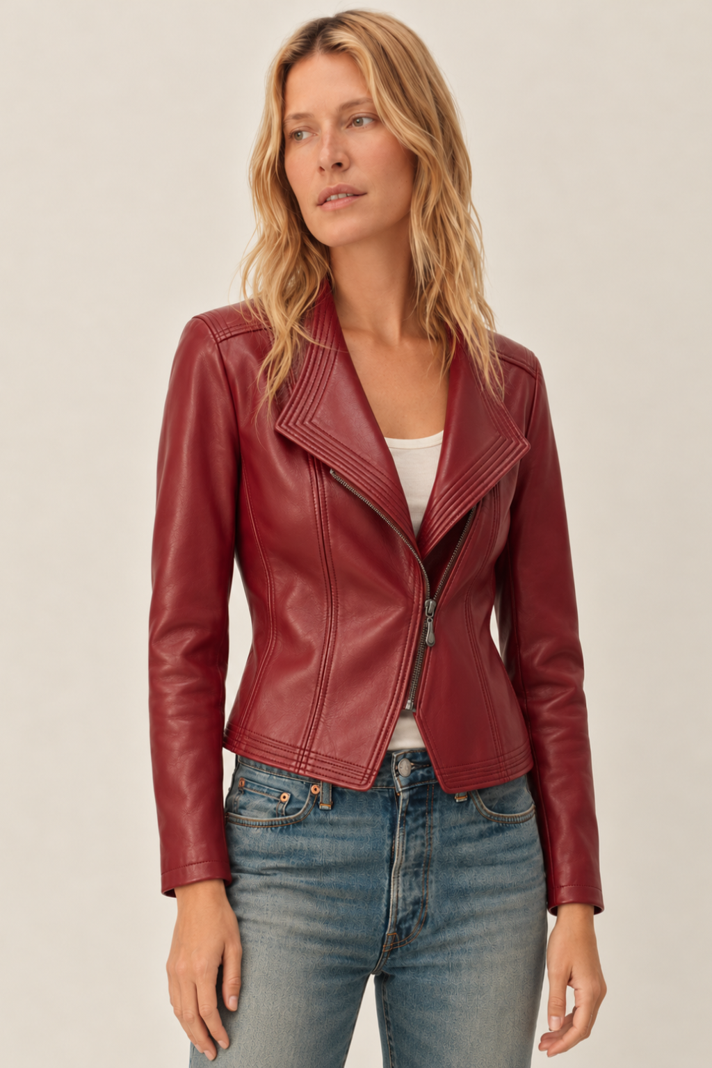 Structured Fit Vegan Leather Jacket