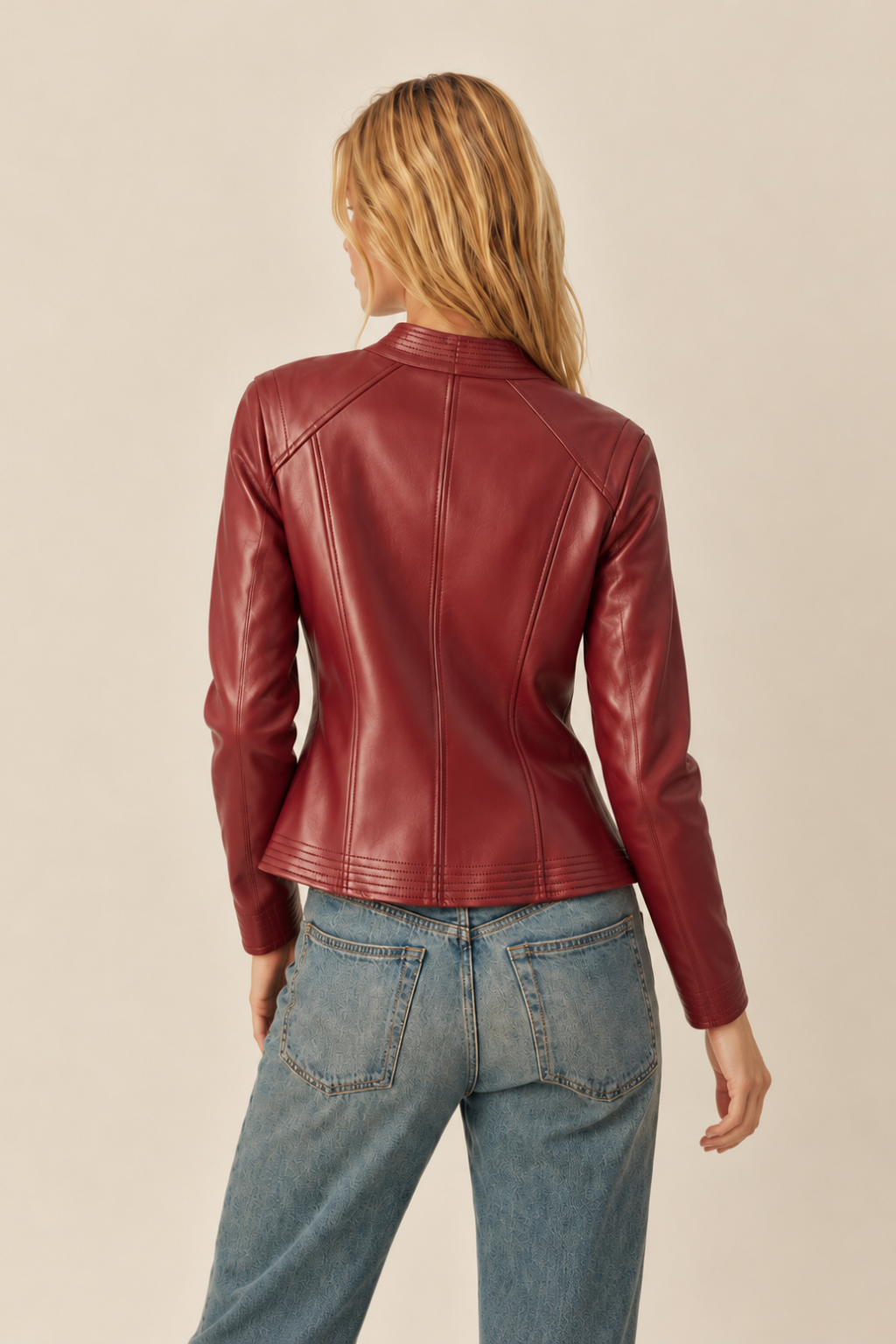 Structured Fit Vegan Leather Jacket