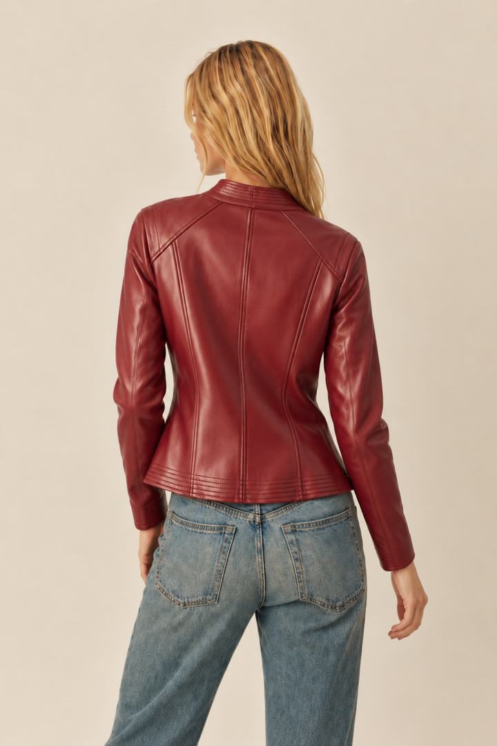 Structured Fit Vegan Leather Jacket