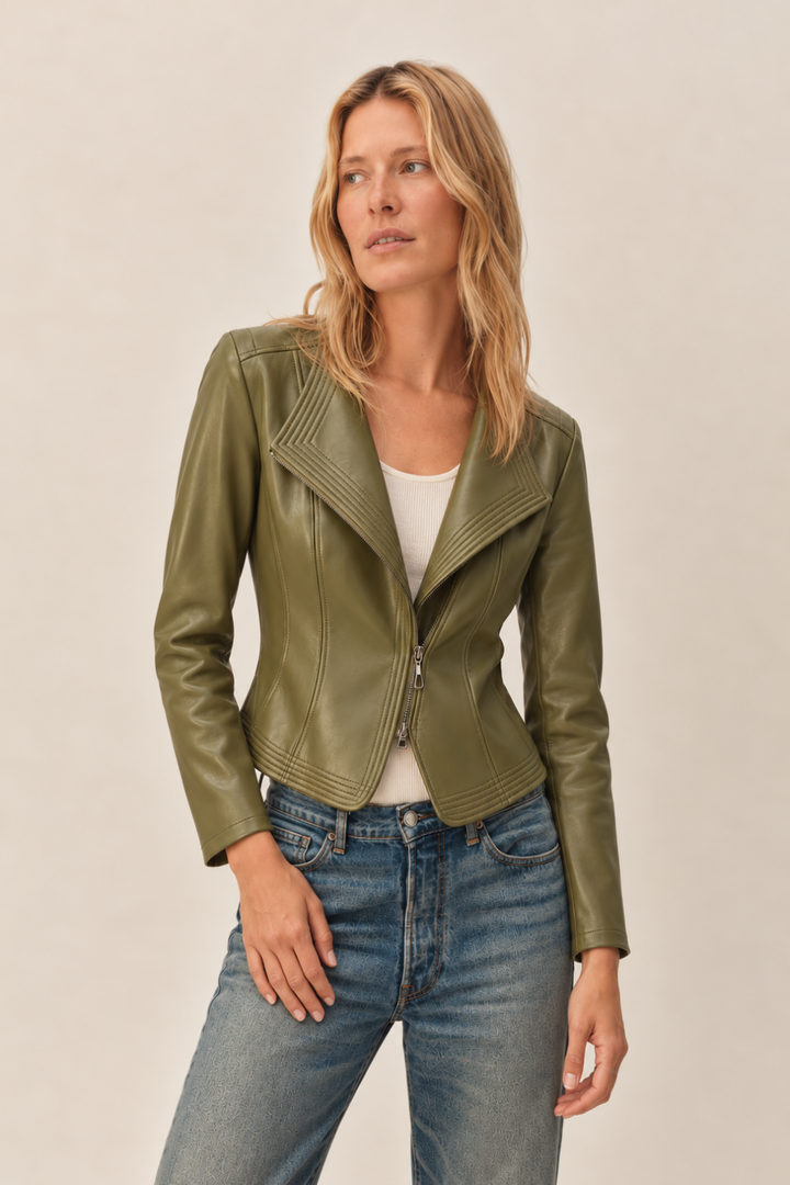 Structured Fit Vegan Leather Jacket