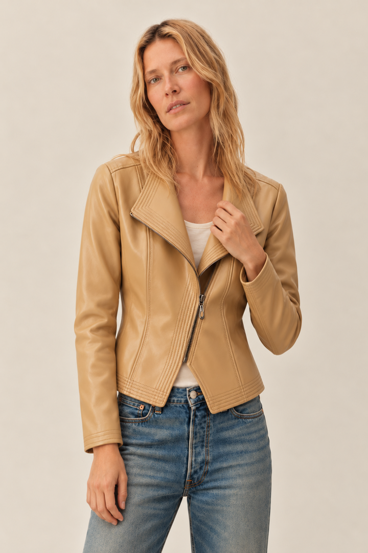 Structured Fit Vegan Leather Jacket