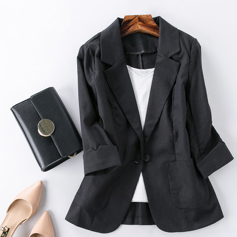 Three-Quarter Sleeve Linen Blazer