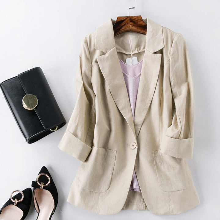 Three-Quarter Sleeve Linen Blazer
