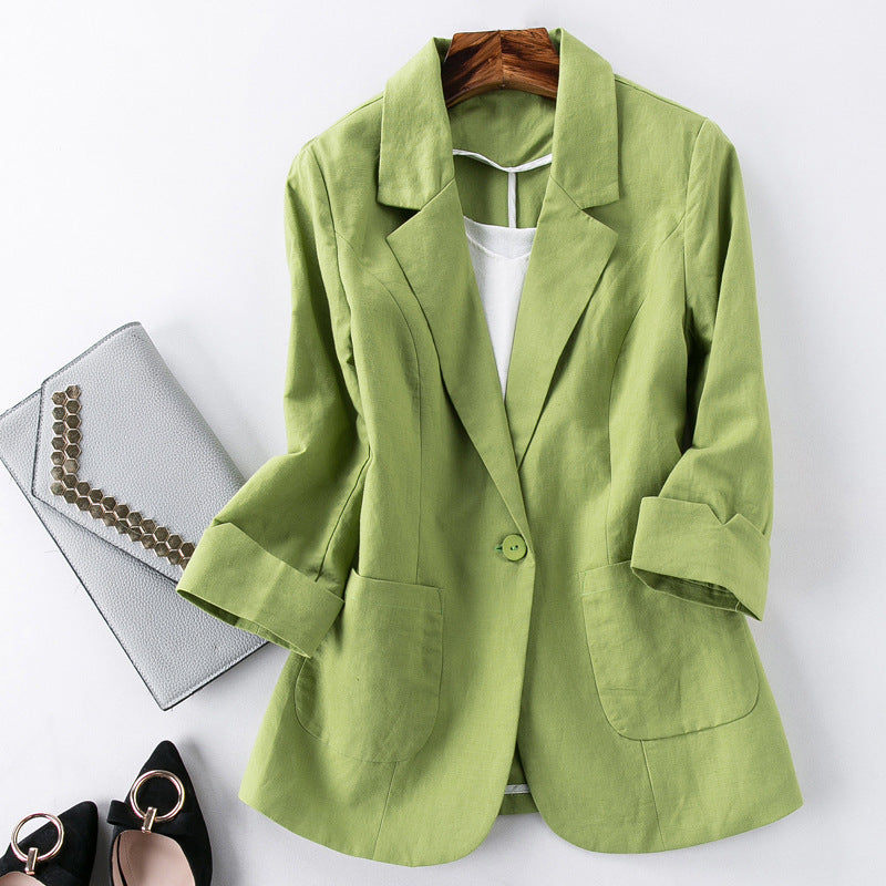 Three-Quarter Sleeve Linen Blazer