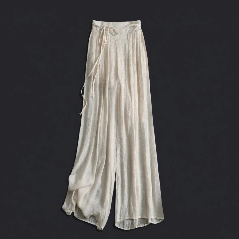 Wide Leg Tie Waist Linen Pants