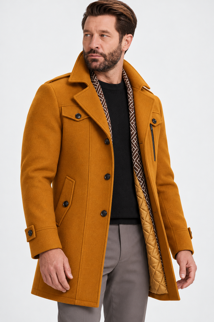 Wool-Blend Coat – Detachable Scarf & Adjustable Neck Coverage