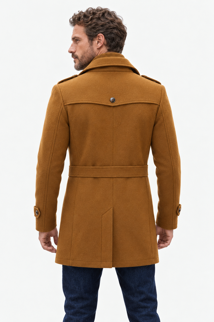 Wool-Blend Coat – High-Neck Zip Panel & Added Coverage