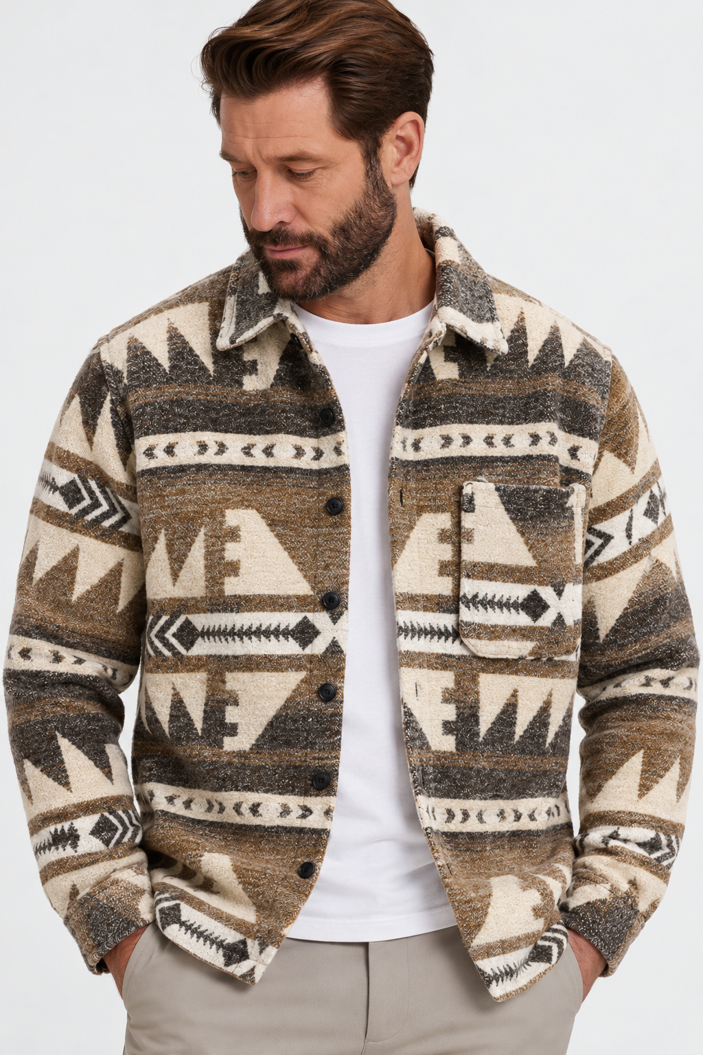 Wool-Blend Jacket – Button Front & Room for Layering