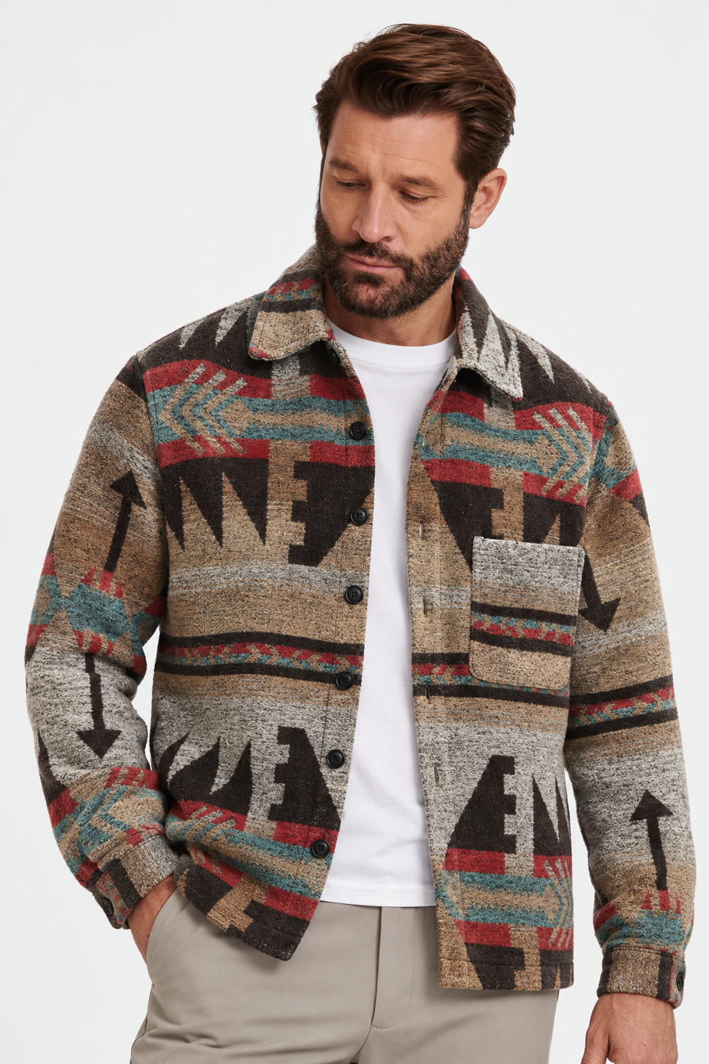 Wool-Blend Jacket – Button Front & Room for Layering