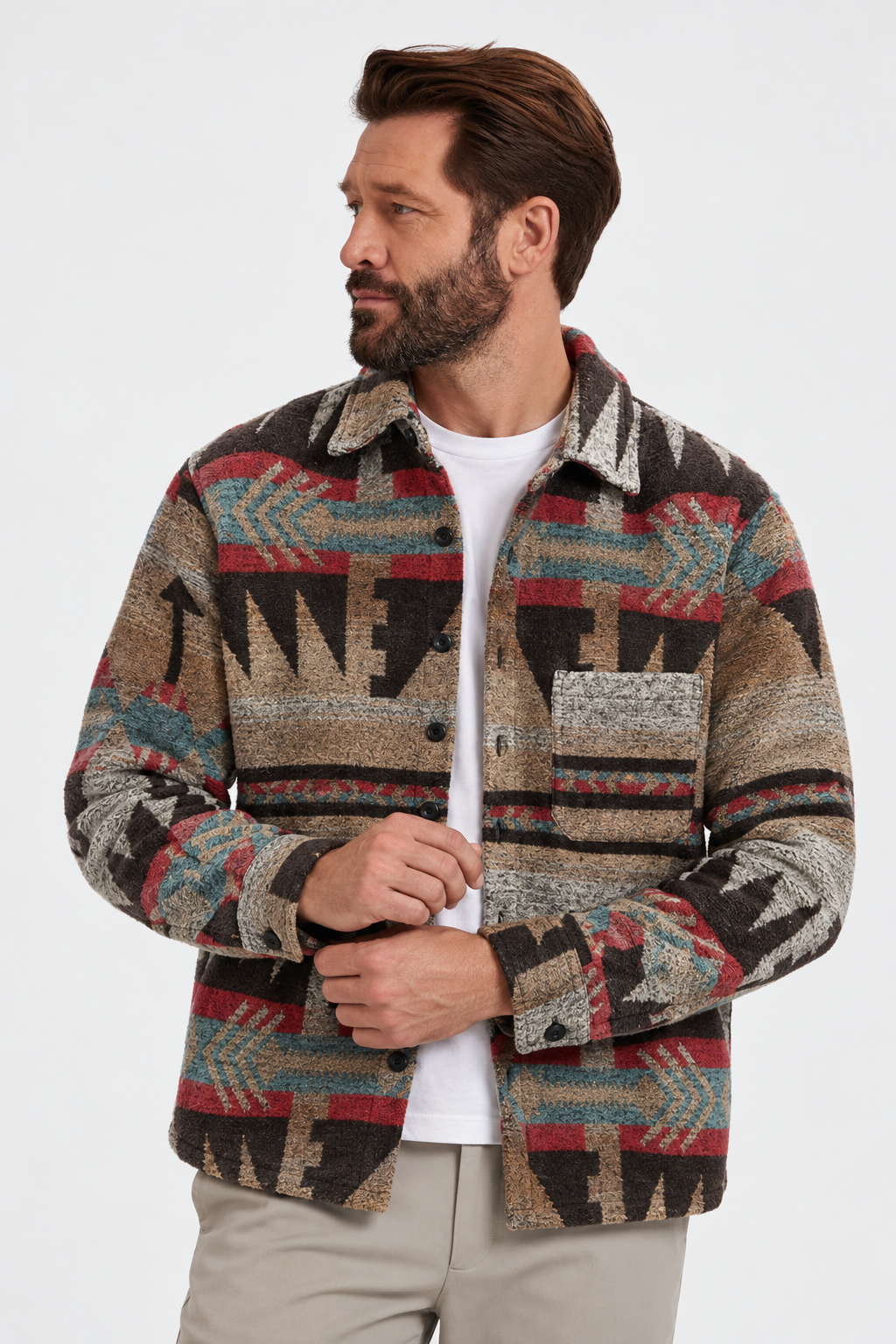 Wool-Blend Jacket – Button Front & Room for Layering