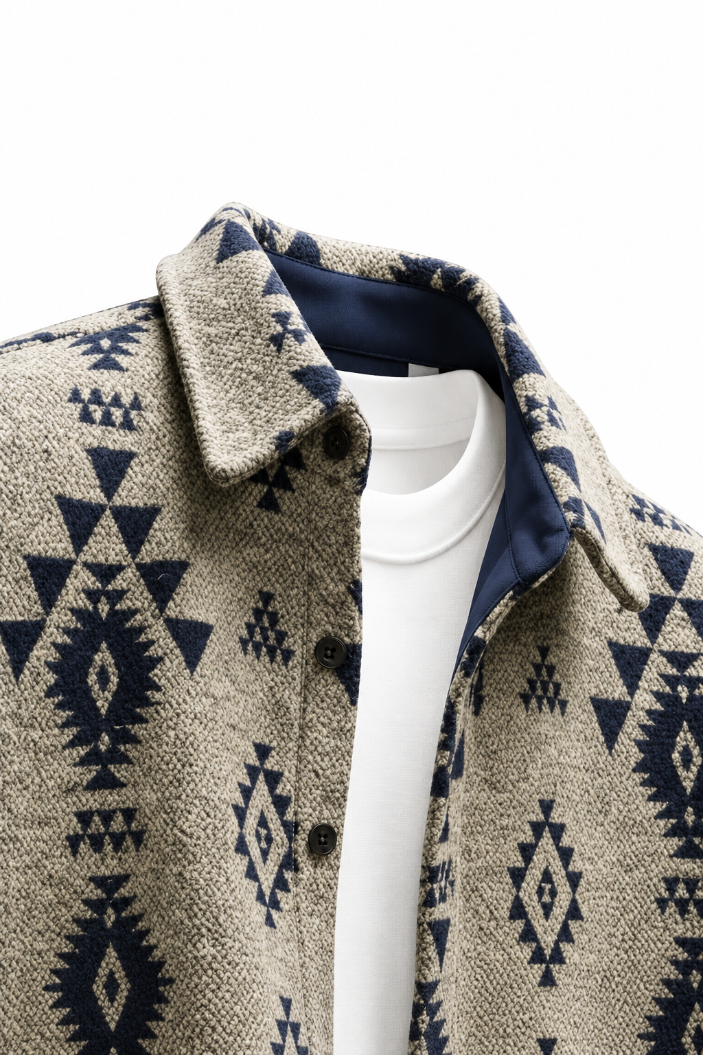 Wool-Blend Jacket – Geometric Pattern & Easy Layering